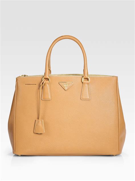 1ba786nzv prada saffiano double zip tote brown